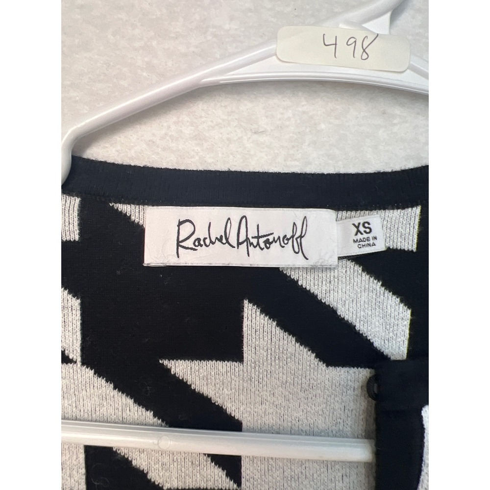 Rachel Antonoff Black White Houndstooth Cropped Cardigan Sweater Womens XS - Picture 3 of 6
